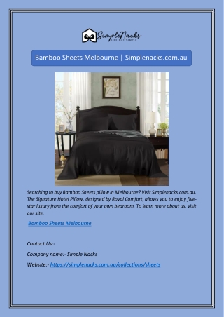 Bamboo Sheets Melbourne | Simplenacks.com.au