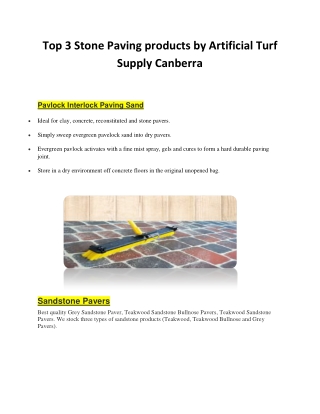 Top 3 Stone Paving products by Artificial Turf Supply Canberra