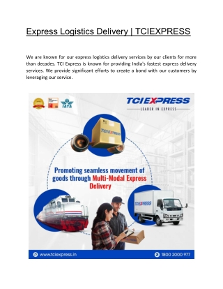Express Logistics Services | TCIEXPRESS