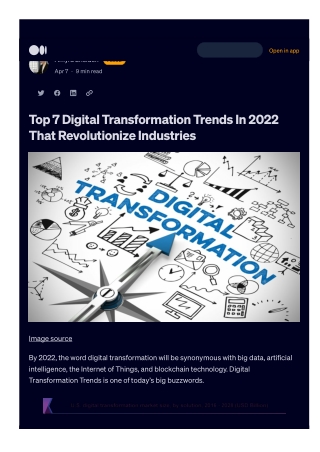 Top 7 Digital Transformation Trends In 2022 That Revolutionize Industrie
