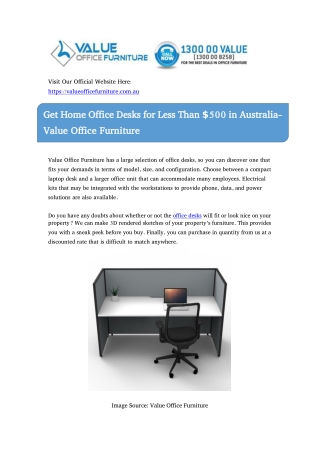 Get Home Office Desks Less Than $500 in Australia- Value Office Furniture