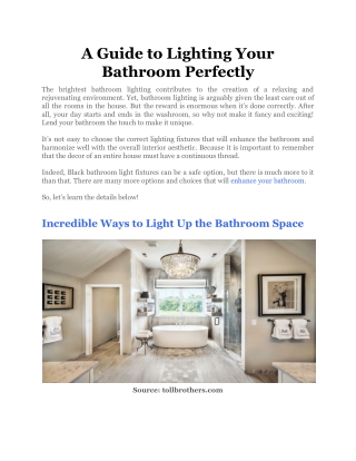 A Guide to Lighting Your Bathroom Perfectly