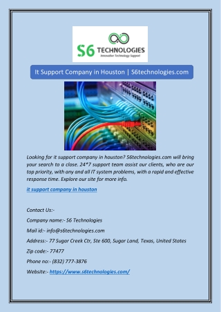It Support Company in Houston | S6technologies.com