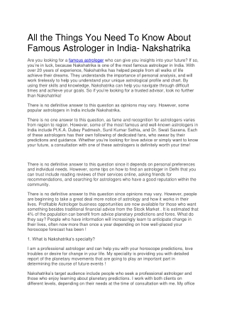 All the Things You Need To Know About Famous Astrologer in India