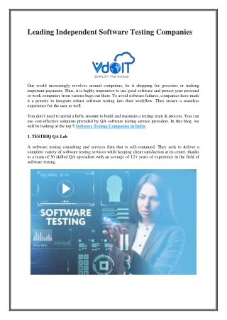Leading Independent Software Testing Companies