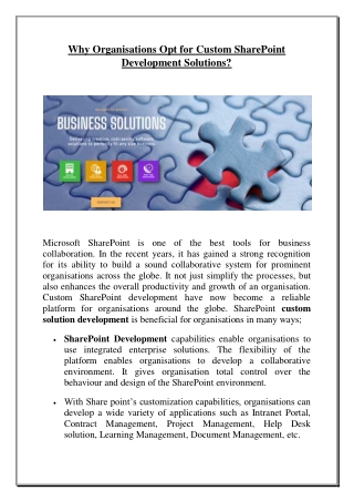 Transforming your business with SharePoint Development