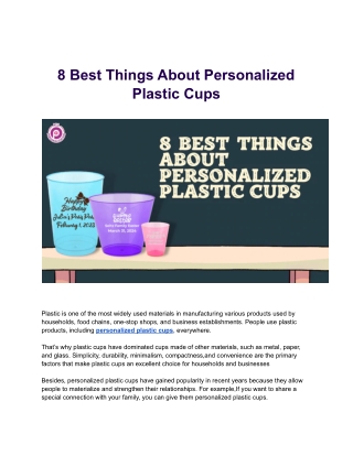 8 Best Things About Personalized Plastic Cups