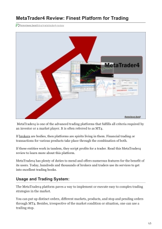 fxreviews.best-MetaTrader4 Review Finest Platform for Trading