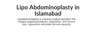 Lipo Abdominoplasty in Islamabad