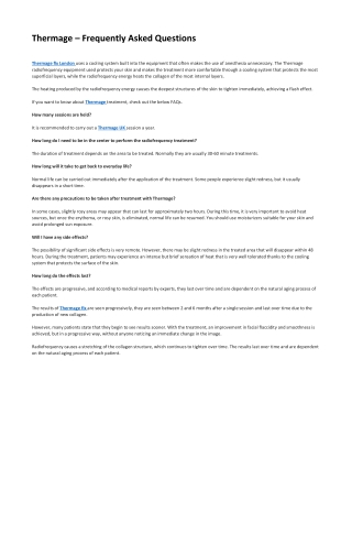 Thermage – Frequently Asked Questions