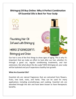 Bhiringraj Oil Buy Online - Why A Perfect Combination Of Essential Oils Is Best