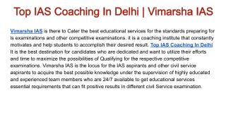 Top IAS Coaching In Delhi Vimarsha IAS
