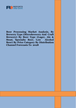 Beer Processing Market Growing Demand, Share, Size and Forecast 2022-2028