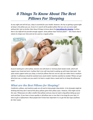 8 Things To Know About The Best Pillows For Sleeping