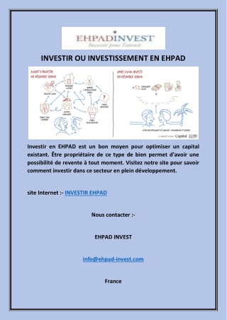 INVESTIR OU INVESTISSEMENT EN EHPAD