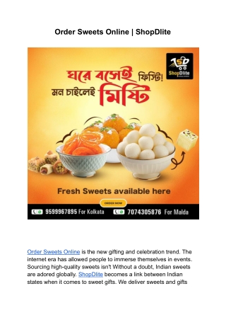 Order Sweets Online | ShopDlite