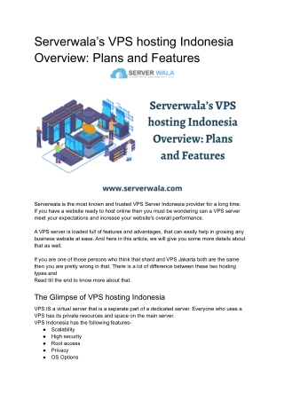 Serverwala’s VPS hosting Indonesia Overview_ Plans and Features