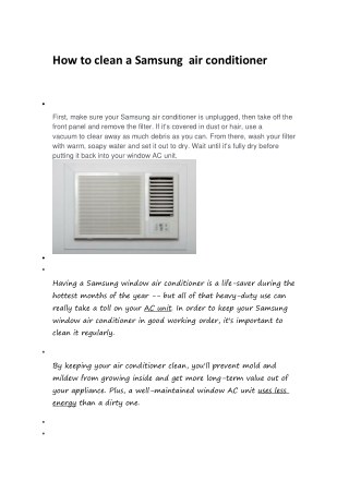 How to clean a Samsung  air conditioner