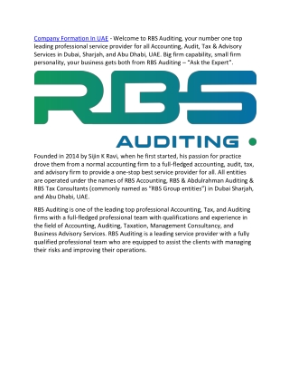 Find best Company Formation In UAE with rbsauditing