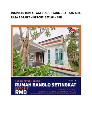 INGINKAN RUMAH ALA RESORT YANG BUAT KAN ADA RASA BAGAIKAN BERCUTI SETIAP HARI