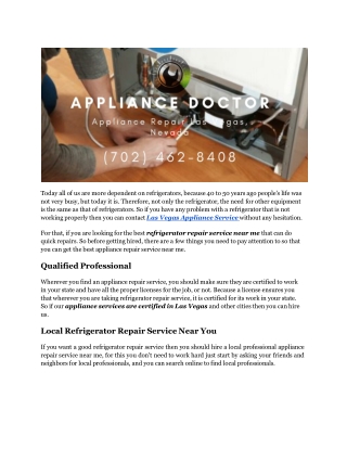 Best Tips for the Right Refrigerator Repair Service in Las Vegas