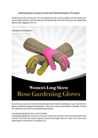 Gardening Gloves Can Keep You Safe from Potential Hazards in The Garden