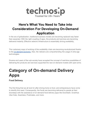 Here’s What You Need to Take into Consideration For Developing On-Demand Application