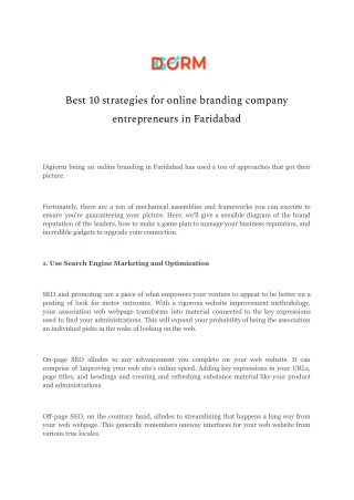 Best 10 strategies for online branding company entrepreneurs in Faridabad