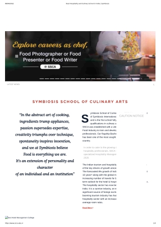 Best Hospitality and Culinary School in India | Symbiosis