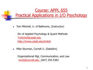 Course: APPL 655 Practical Applications in I/O Psychology