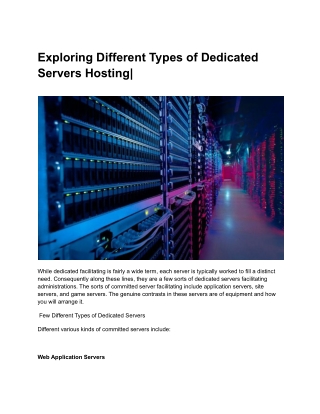 Exploring Different Types of Dedicated Servers Hosting_