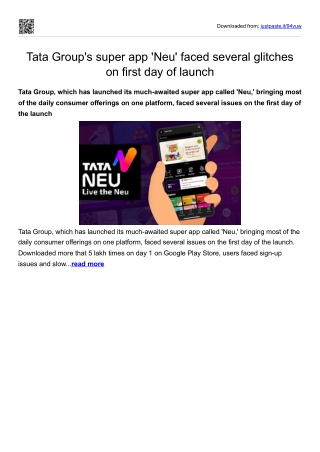 Tata Group's super app 'Neu' faced several glitches on first day of launch