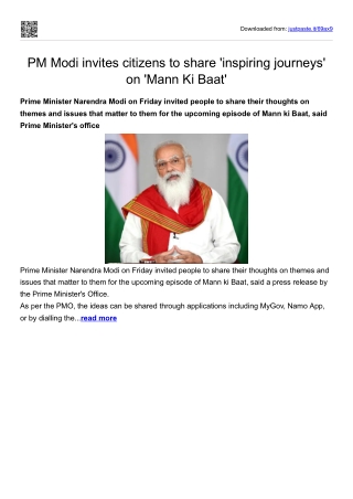 PM Modi invites citizens to share 'inspiring journeys' on 'Mann Ki Baat'