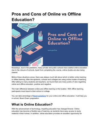 Pros and Cons of Online vs Offline Education
