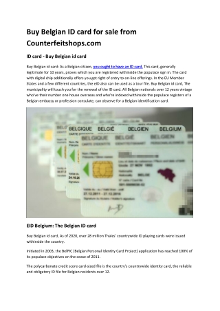 Buy Belgian ID card for sale from Counterfeitshops.com