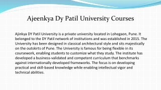 Ajeenkya DY Patil University | Ajeenkya Dy Patil University Courses