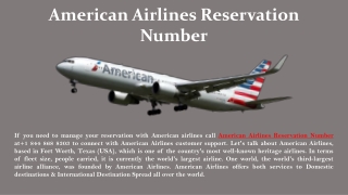 American Airlines Reservation Number