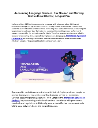 Accounting Language Services: Tax Season and Serving Multicultural Clients
