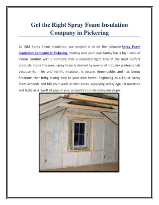 Get the Right Spray Foam Insulation Company in Pickering