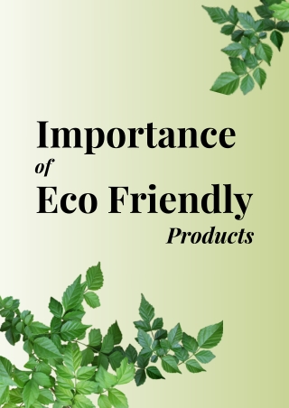 Importance of Eco Friendly Products