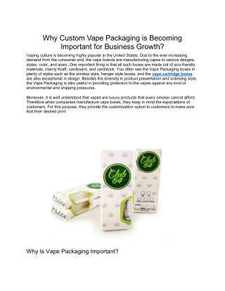 Why Custom Vape Packaging is Becoming Important for Business Growth?