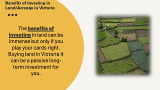 Benefits of Investing in LandAcreage in Victoria