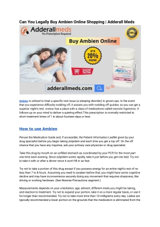 Can You Legally Buy Ambien Online Shopping | Adderall Meds