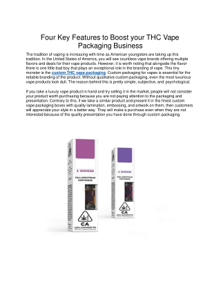 Four Key Features to Boost your THC Vape Packaging Business