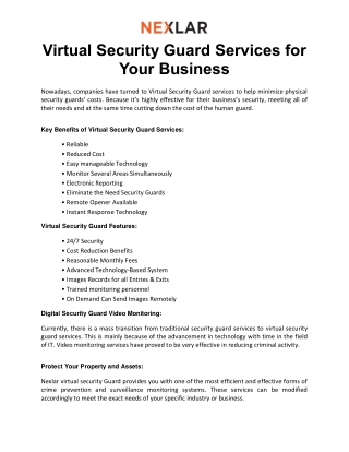 Virtual Security Guard Services for Your Business