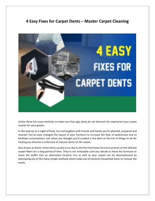 4 Easy Fixes for Carpet Dents – Master Carpet Cleaning