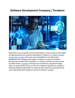 Software Development Company | Tecdatum