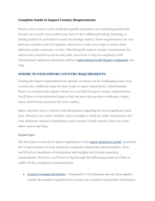 Complete Guide to Import Country Requirements