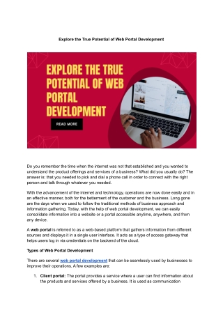 Explore the True Potential of Web Portal Development