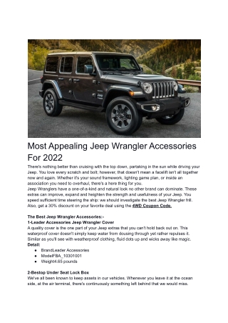 Most Appealing Jeep Wrangler Accessories For 2022